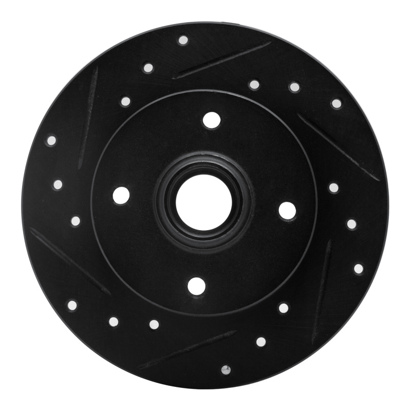 Volkswagen Cabrio Brake Rotor (1) - Rear Left - R1 Concepts - Drilled & Slotted - Black - `85-`02